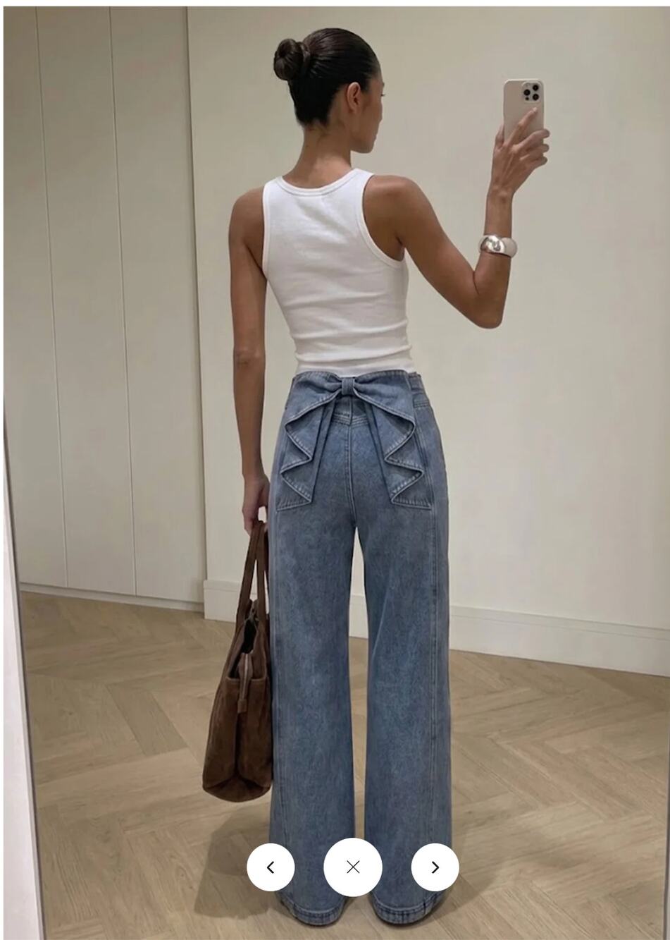 NWT Commense Bow Back High-Waist Wide-Leg Jeans Sz M